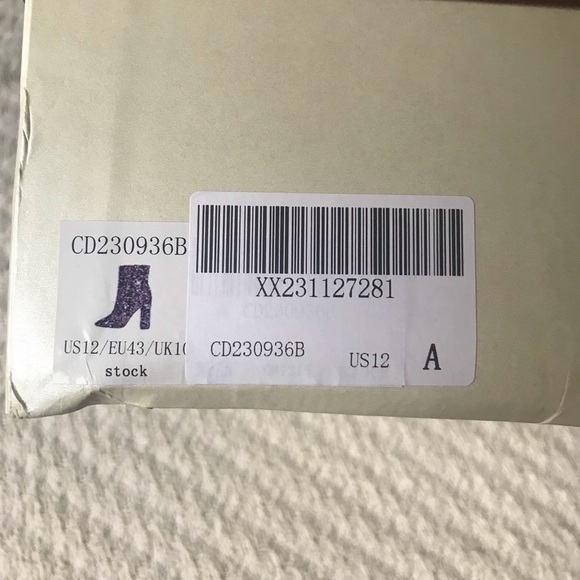 NWT Purple Sequin Pointed Toe Chunky Heel Ankle Boots - Picture 7 of 8